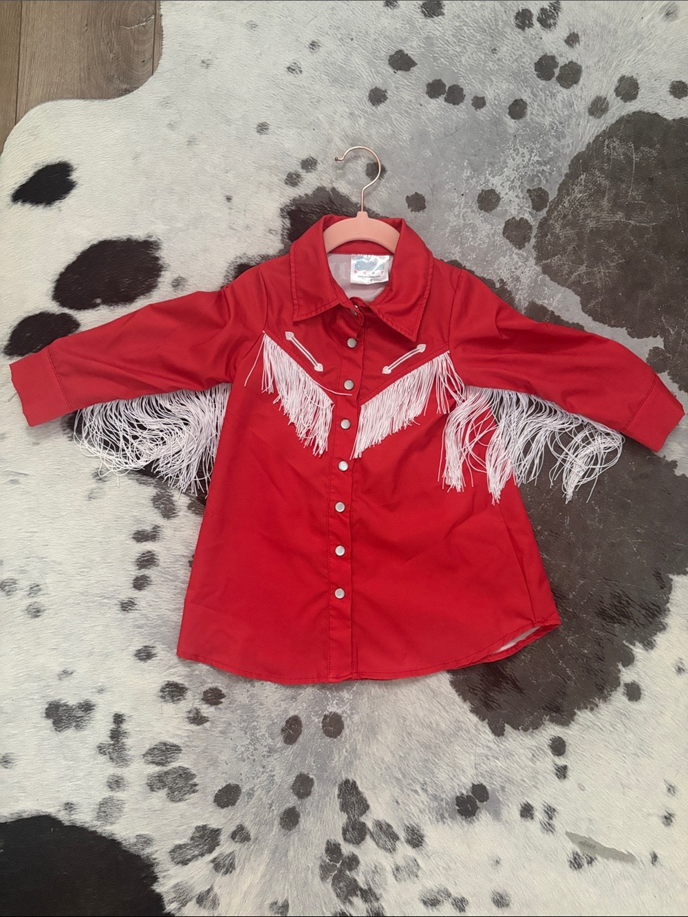 Shea Baby girls Cowgirl red vintage pearl snap dress
